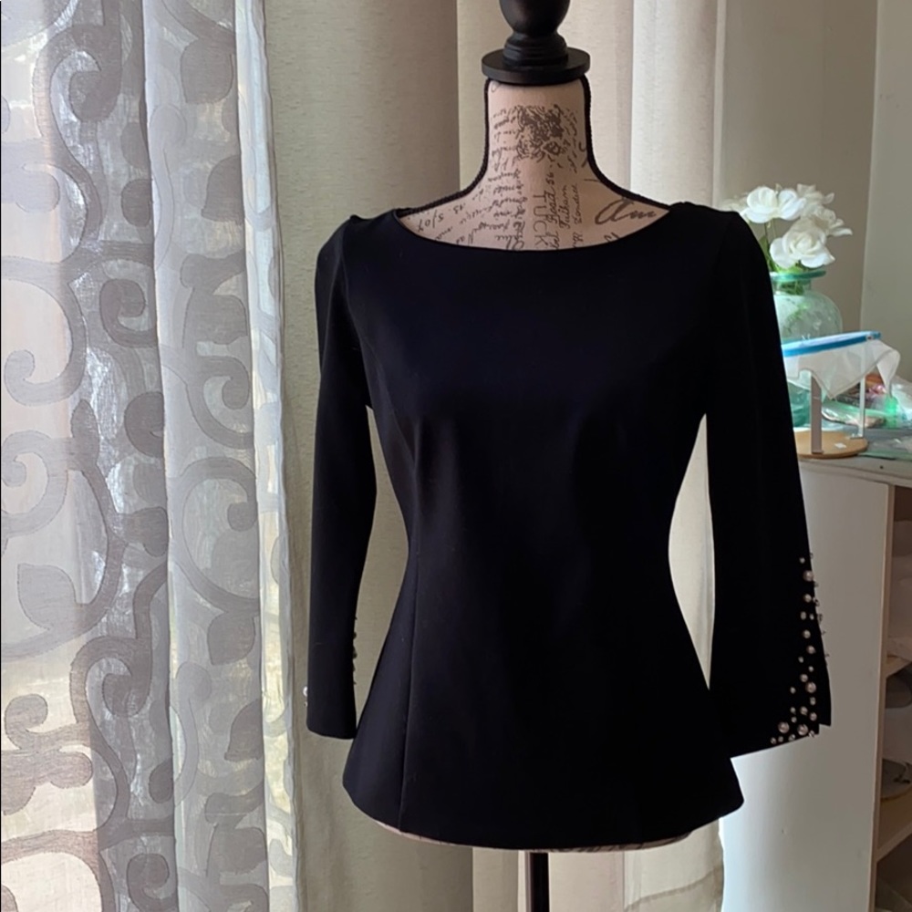WHBM Long Sleeve Top w/pearls NWOT